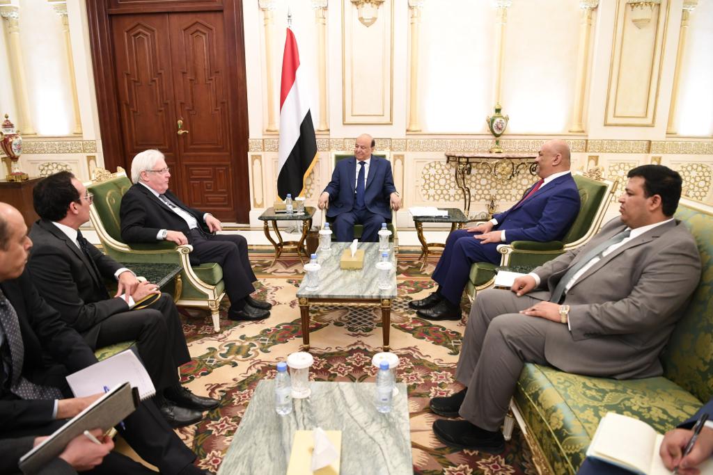 رئيس الجمهورية يستقبل المبعوث الأممي إلى اليمن مارتن غريفث